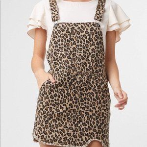 Entro Cheetah Leopard Animal Print Overall Dress, Size S